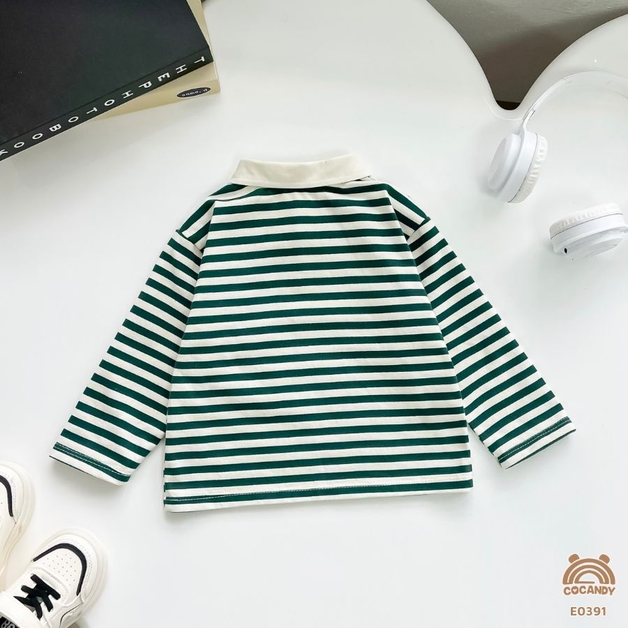 Áo dài XANH kẻ BE cổ bẻ phối túi ngực_thumbnail_2