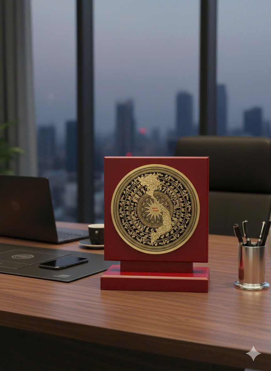 Mặt trống đồng quà tặng để vàn làm việc KT 20CM 