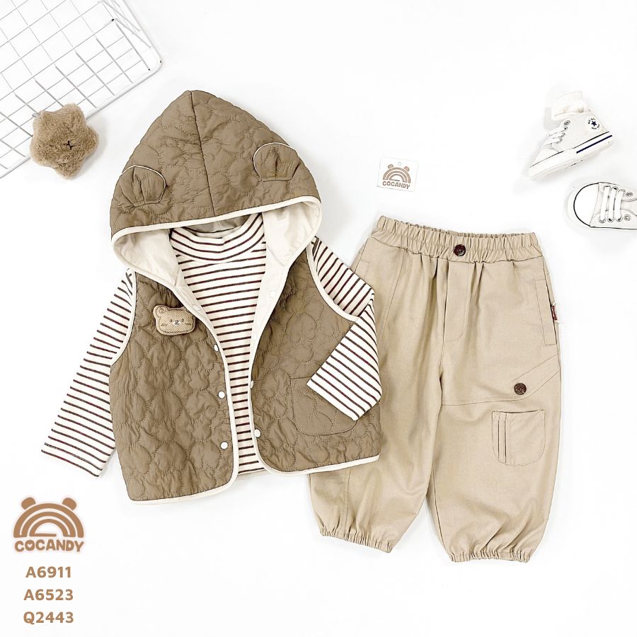 Áo gile NÂU viền BE có mũ tai gấu_thumbnail_5