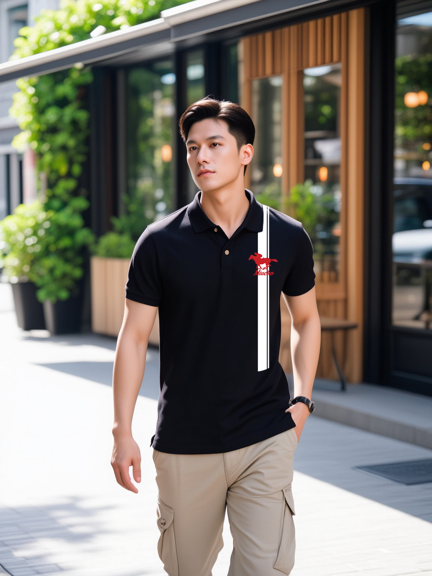 Áo polo nam phong cách vintage PLCSD2427 Miucho Iconic form vừa tay ngắn cổ trụ in artwork_thumbnail_2