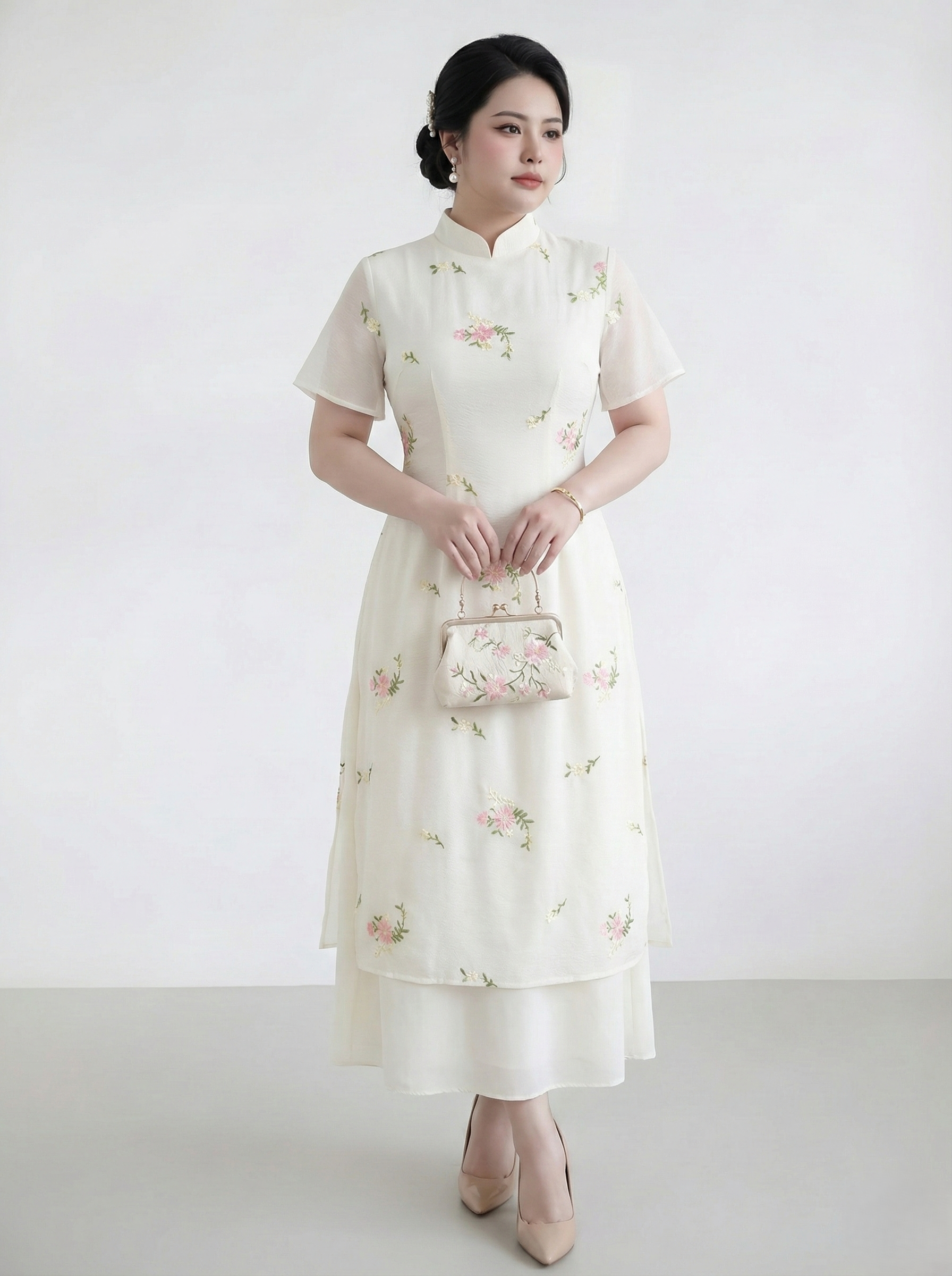 BIGSIZE - Áo dài cách tân kiểu trung hoa V-AD020