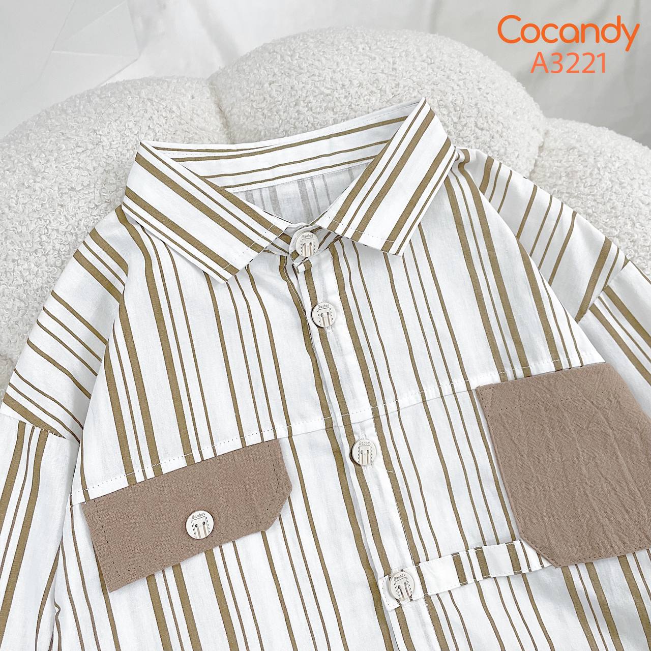 Áo dài sơ mi kẻ NÂU túi NÂU_thumbnail_1