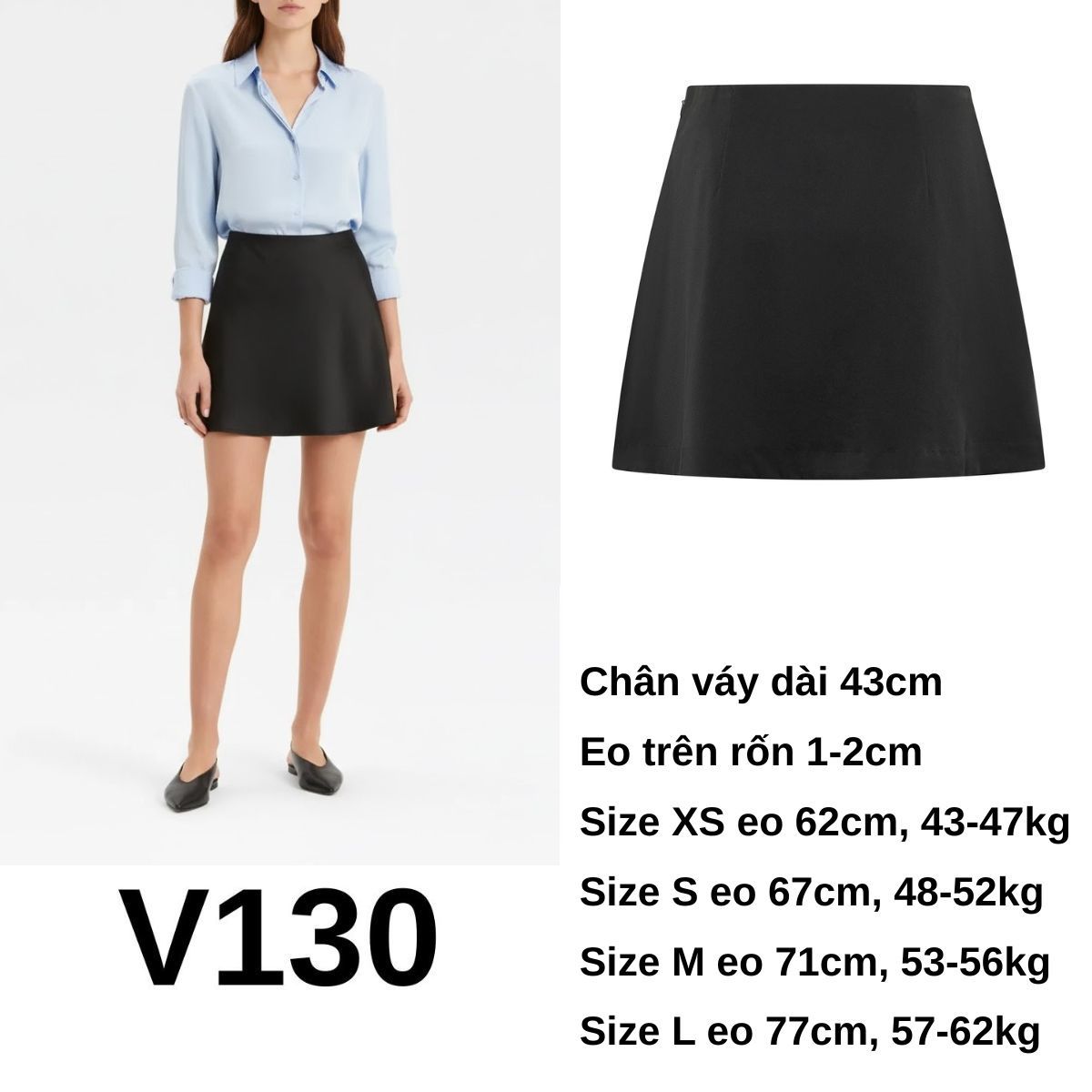 V130 Chân váy A đen
