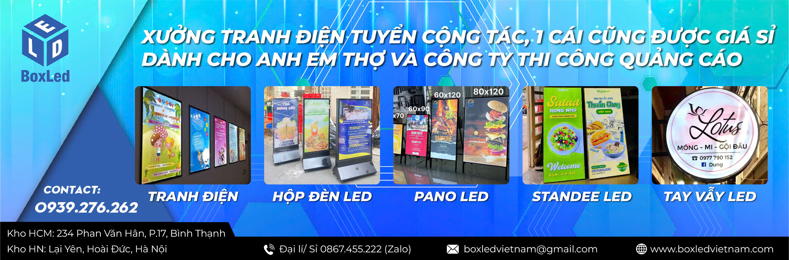 CÁC LOẠI HỘP ĐÈN LED QUẢNG CÁO