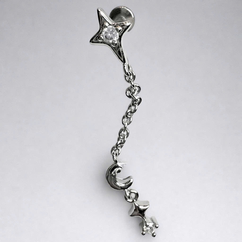 Khuyên kiểu sao rơi xích dài dẹt