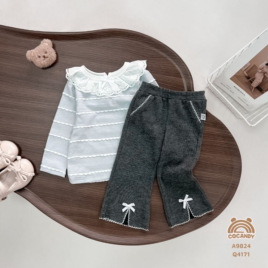 Áo dài XANH sóng nhún bèo cổ_thumbnail_1