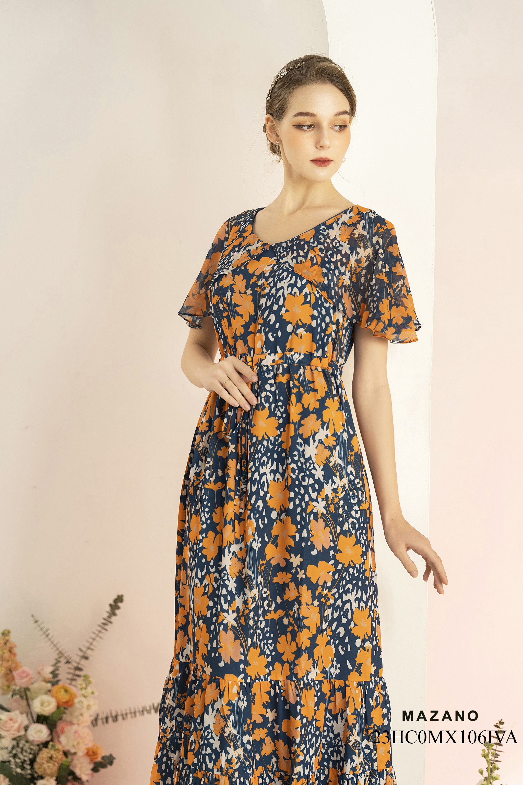 Đầm Maxi vải voan hoạ tiết hoa cánh tiên_thumbnail_3