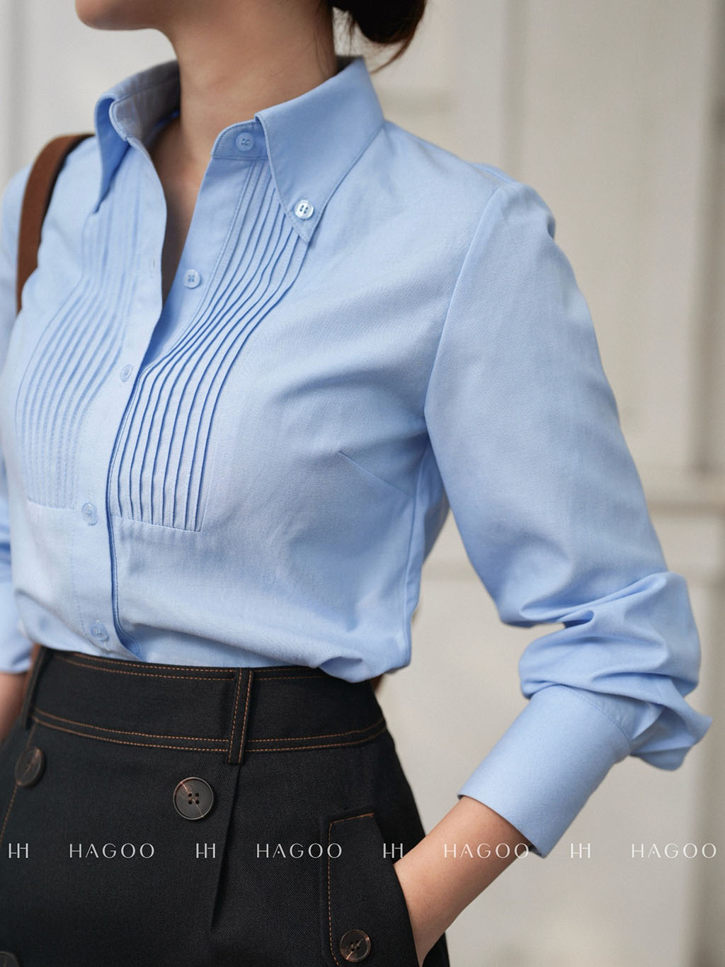 Chân váy ngắn chữ A hai hàng cúc HAGOO_thumbnail_2