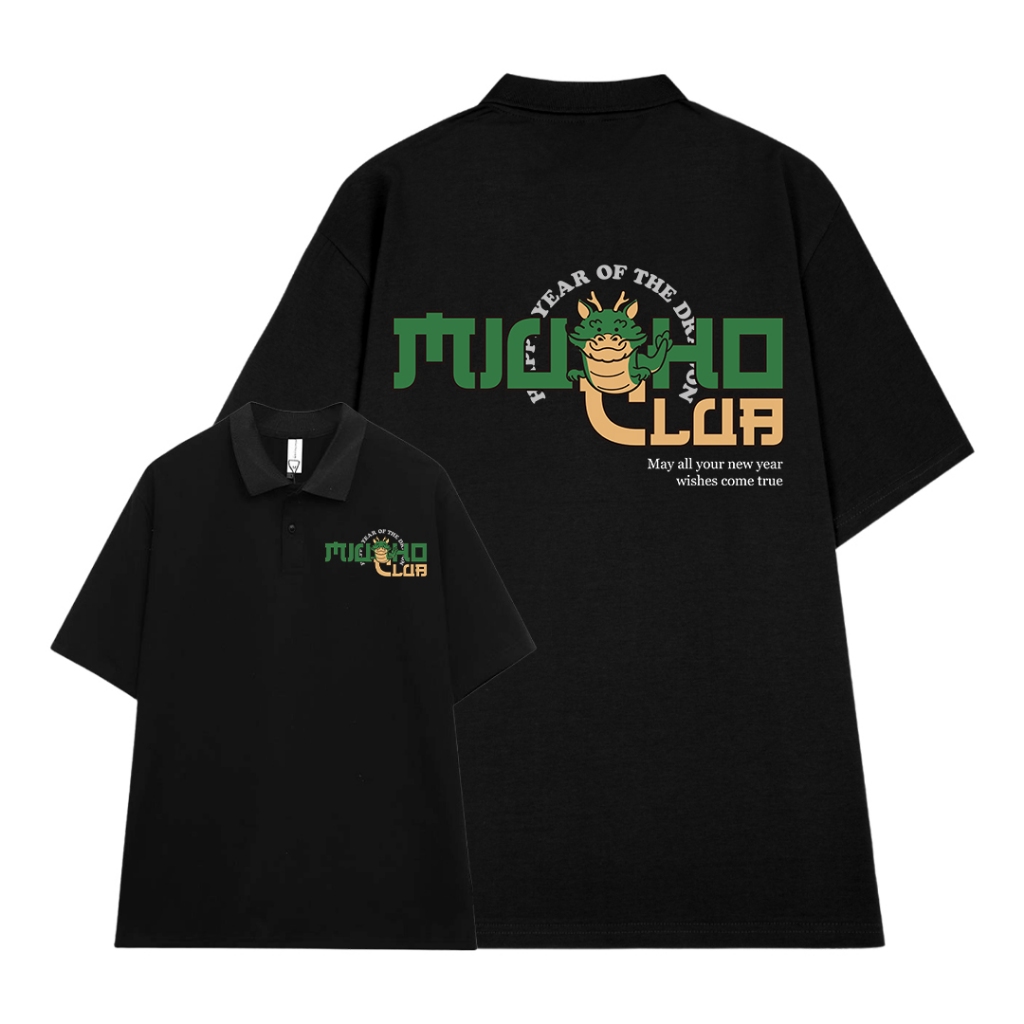 Áo polo form rộng nam basic nhiều màu PLD822 Miucho Man tay ngắn vải cotton Cổ trụ in typography_thumbnail_7