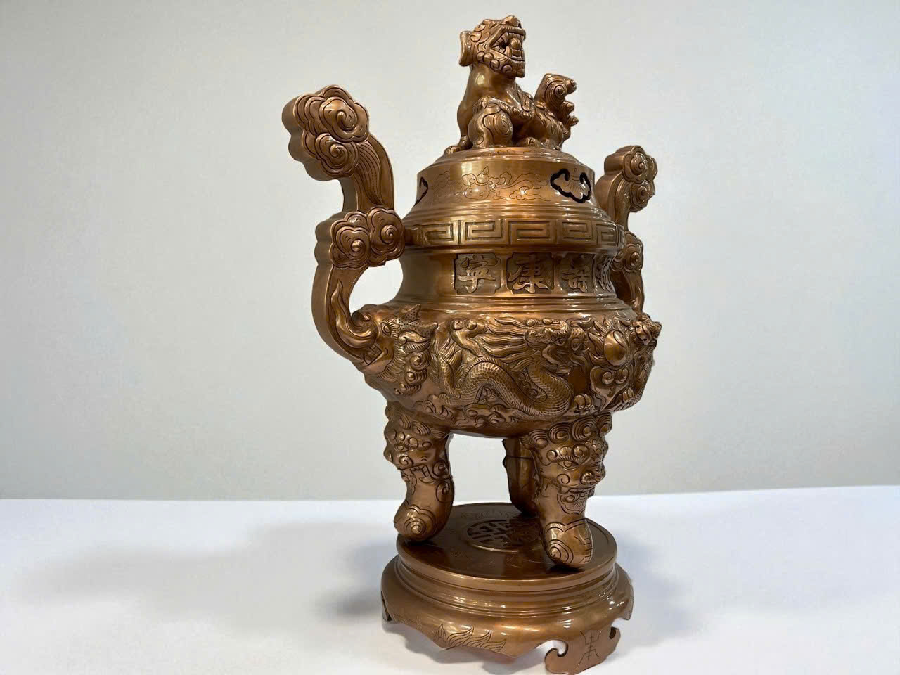 Bộ ngũ sự hoa văn rồng đúc đồng đỏ cao 70cm _thumbnail_5