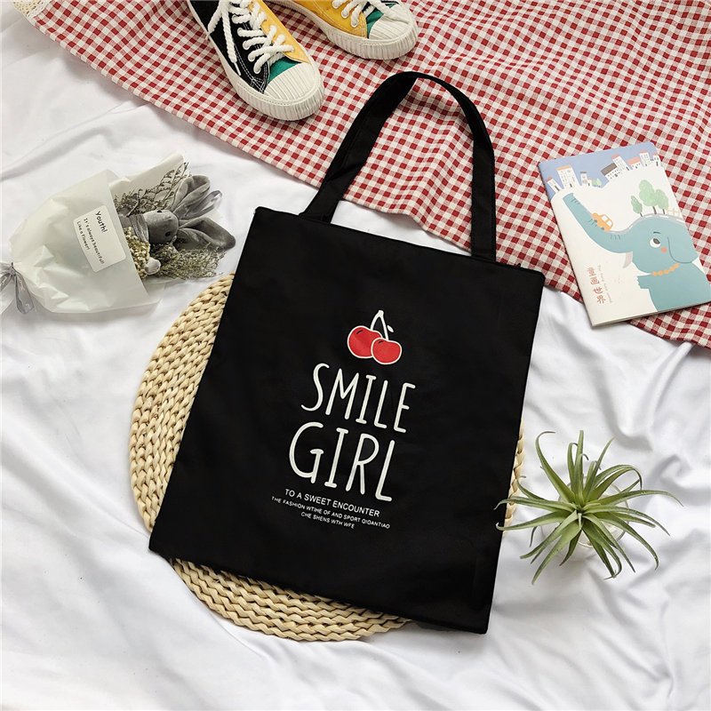 Túi tote vải canvas màu đen phong cách Hàn Quốc kích thước 33x37cm đựng vừa A4  - TOTE03_thumbnail_0