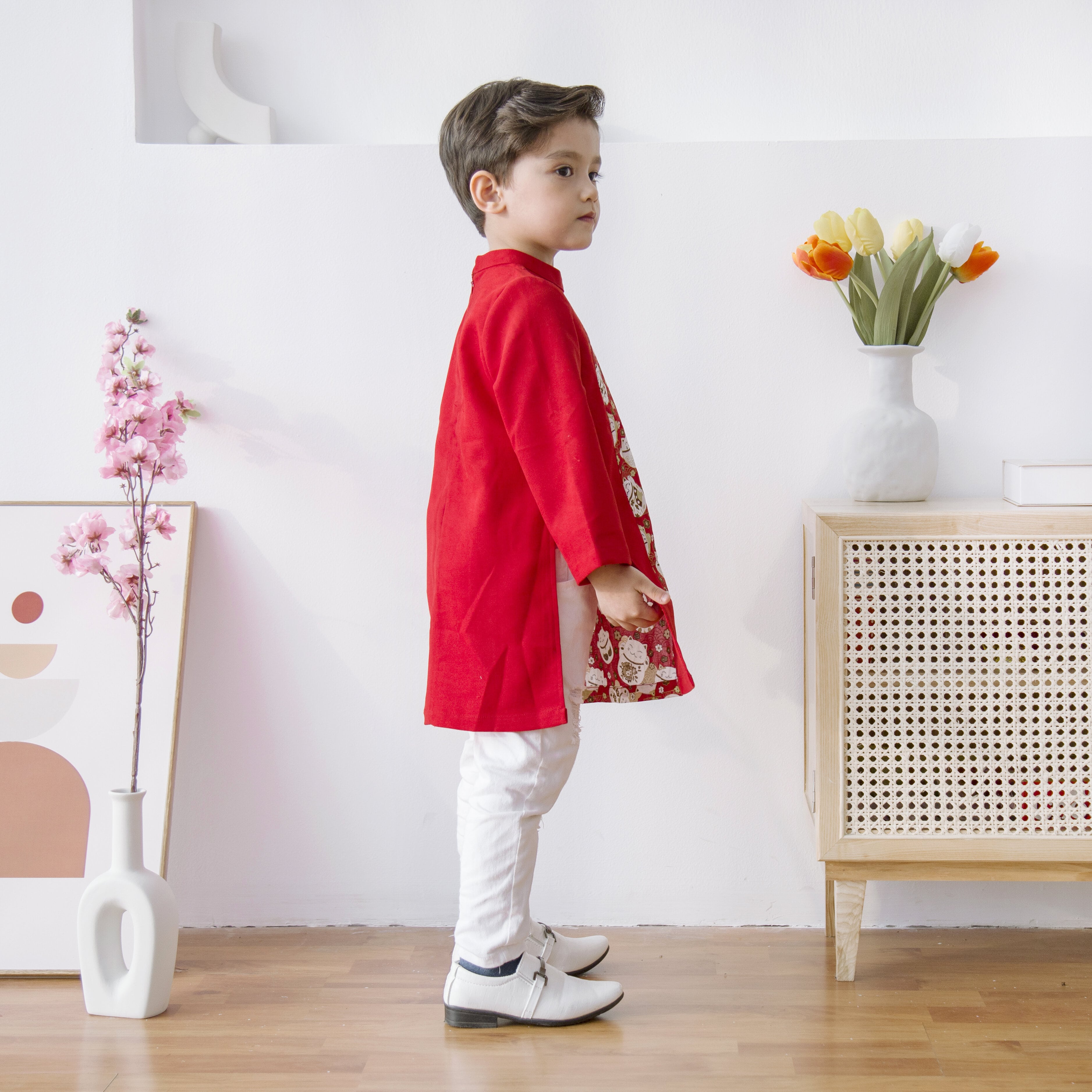 Áo dài bé trai họa tiết mèo thần tài_thumbnail_2