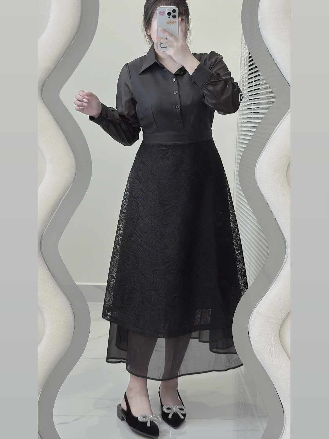 Đầm dáng dài phối ren kiểu bigsize DA156 dành cho nàng mũm mĩm từ 55-95kg_thumbnail_8