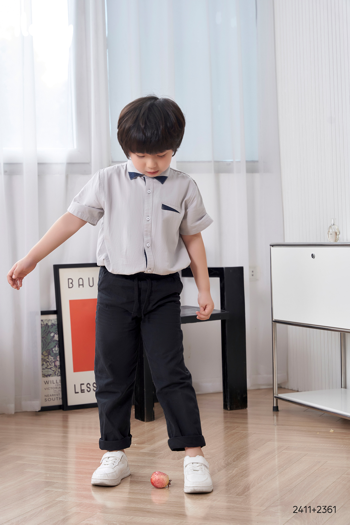 Áo sơ mi regular phối lá cổ kiểu_thumbnail_1