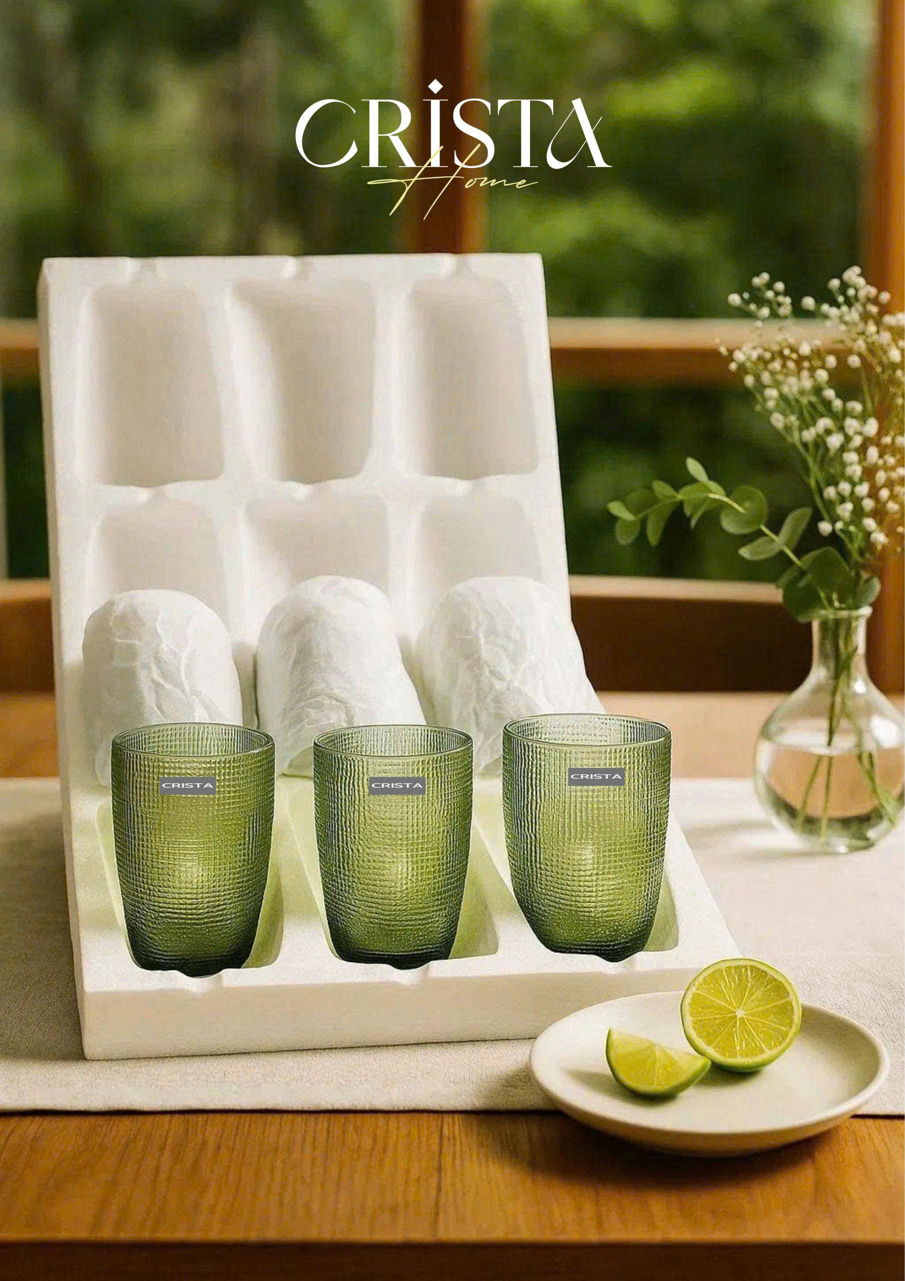 Bộ 6 cốc thủy tinh CRISTA HOME  vân lưới dập nổi 420 ml_thumbnail_4