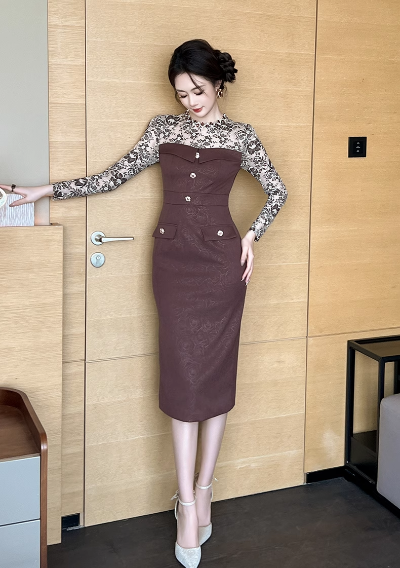 15980-Đầm body dài tay cách điệu phối  hai màu (thun dập)_thumbnail_2