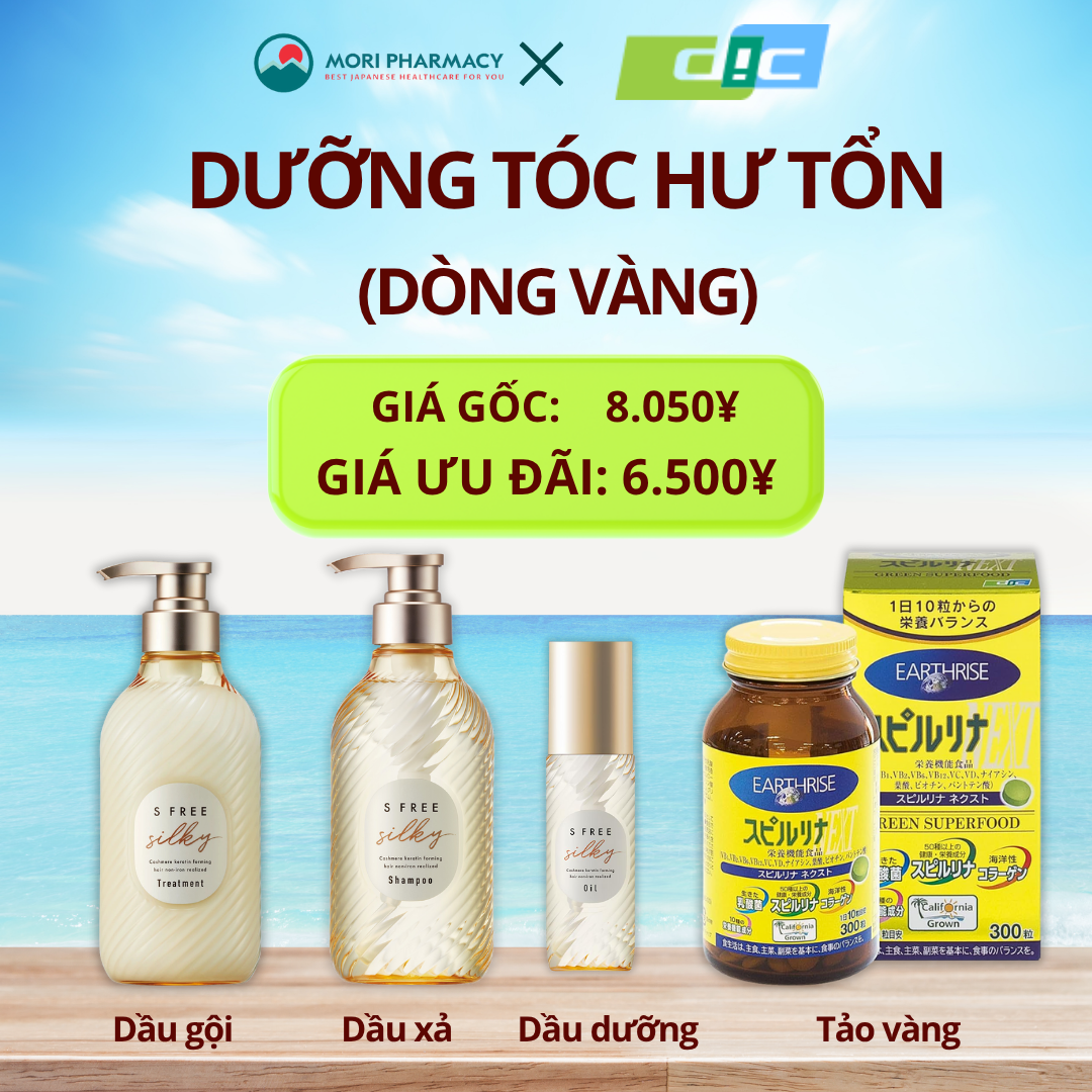 Combo tóc hư tổn ( Dòng màu vàng + Tảo 300 viên)