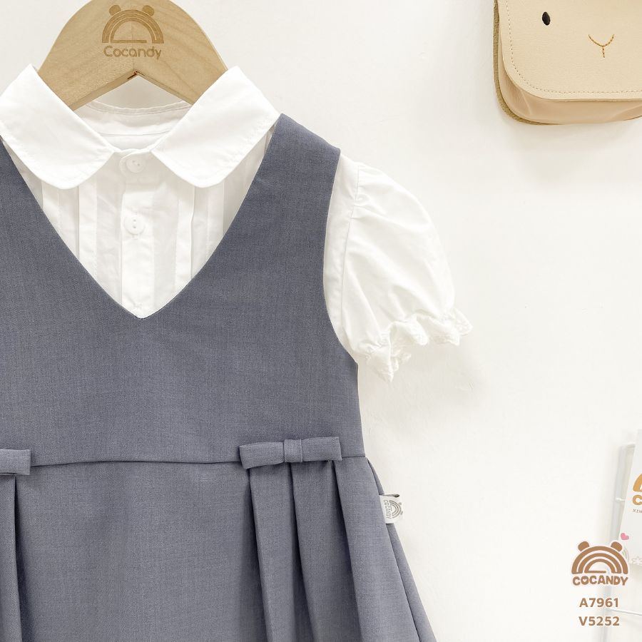 Váy yếm cộc GHI  nơ xếp ly_thumbnail_2