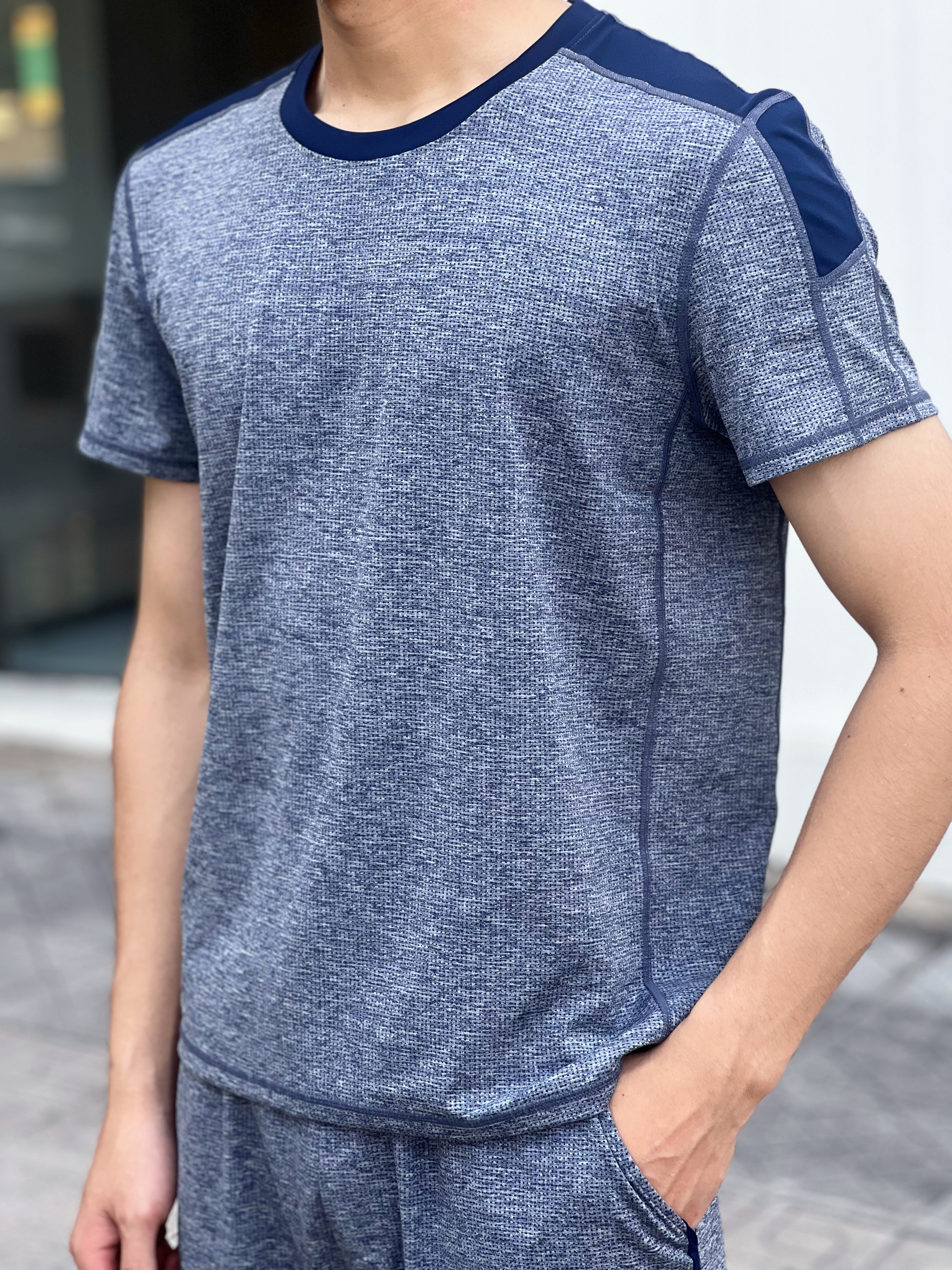 BỘ QUẦN ÁO THỂ THAO NAM POLYESTER LYCRA MÀU GHI ÁNH XANH NARSIS - PRO-ACTIVE KHỎE KHOẮN E23001 NA..._thumbnail_3