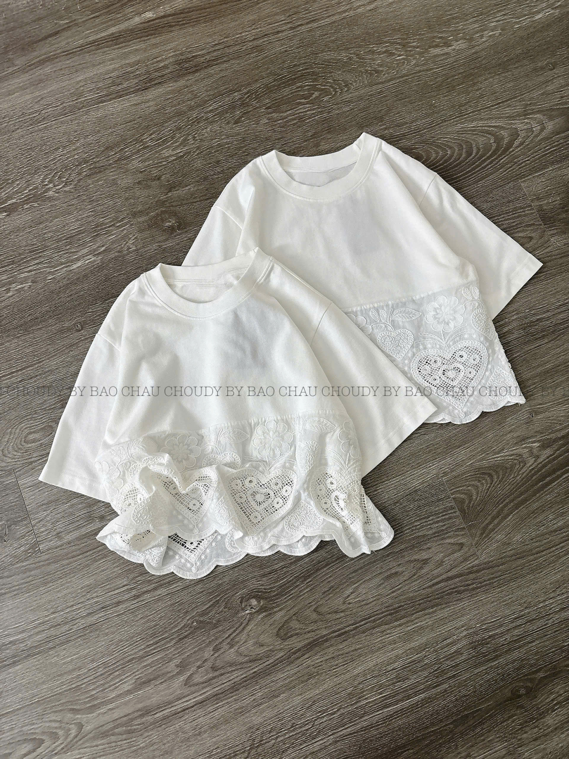 U755 ÁO THUN PHỐI REN TRẮNG