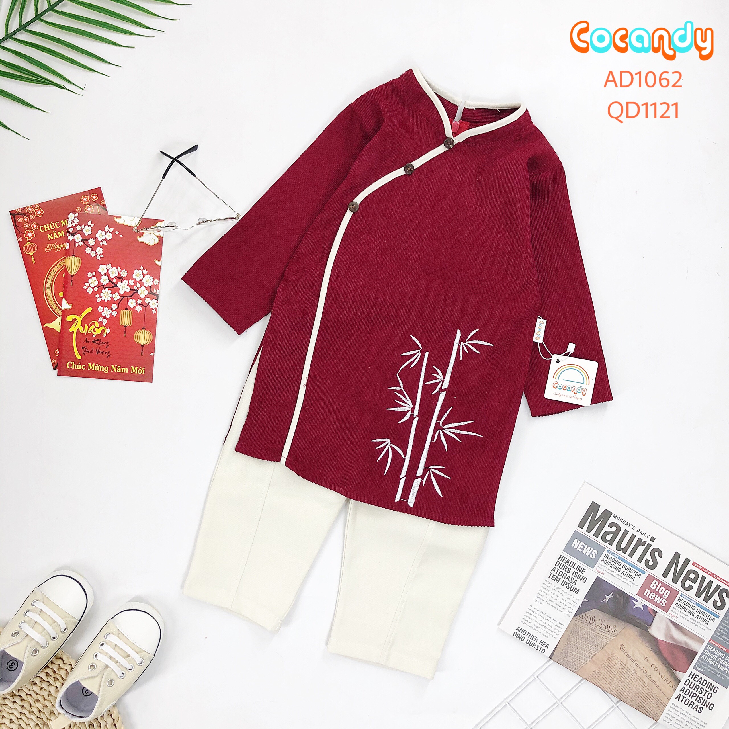 Áo dài ĐỎ thêu cây trúc bé trai_thumbnail_0