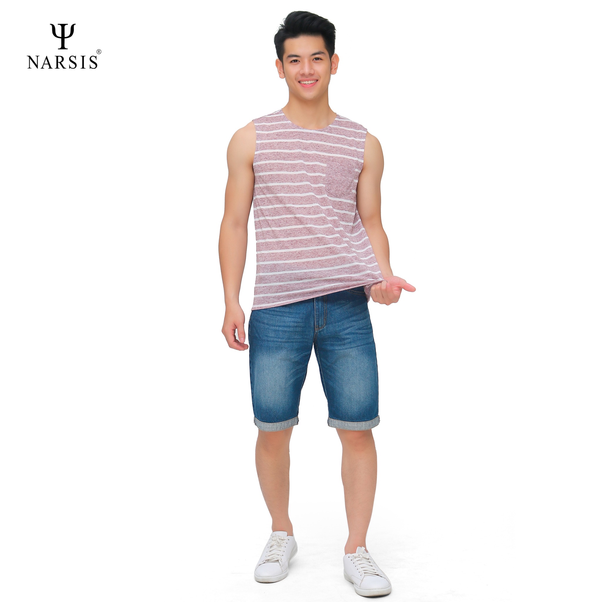 ÁO LÓT NAM NARSIS  MÀU KẺ MẬN D8033 NARSIS CHẤT LIỆU THOÁNG MÁT, DỄ CHỊU, THOẢI MÁI CẢ NGÀY, DỄ V..._thumbnail_2
