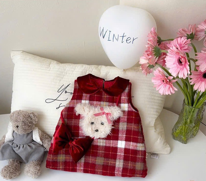 (C12) Váy dạ cún bông lót lông kèm túi nơ