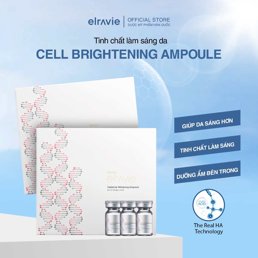 Tinh Chất Cao Cấp Dưỡng Ẩm, Làm Trắng Da Chuyên Sâu Elravie Cell Brightening Ampoule Hộp 12 Lọ x 6ml_thumbnail_2