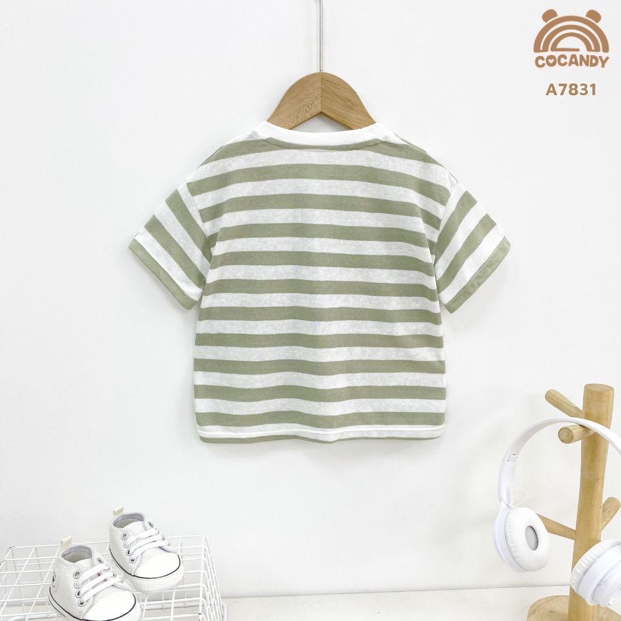 Áo cộc kẻ XANH RÊU phối túi ngực_thumbnail_2