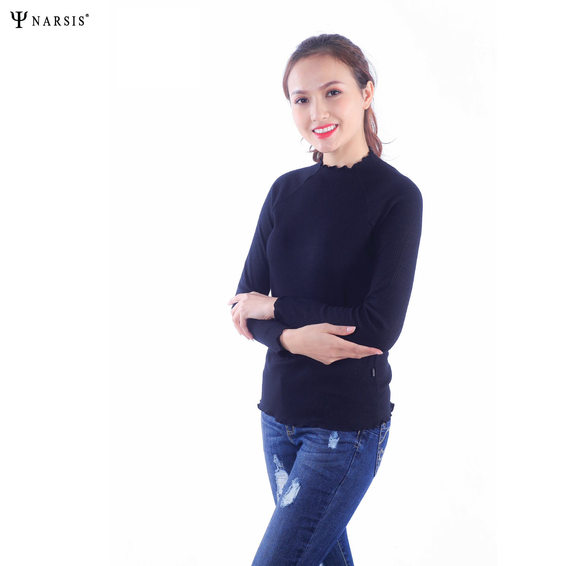 ÁO NỮ CỔ LEO L7054 NARSIS VẢI LEN COTTON ẤM ÁP, THOÁNG MÁT, GIỮ ẤM TỐT, MỀM MẠI, GIỮ ẤM TỐT, MỀM MẠI_thumbnail_2