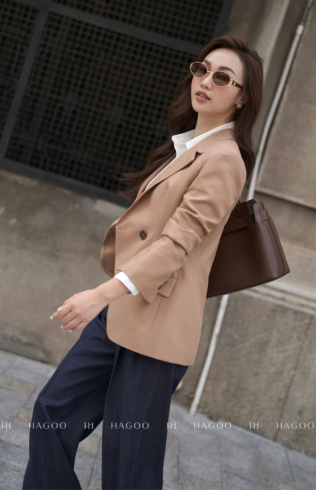 Áo Blazer ve cổ vạt chéo HAGOO_thumbnail_5