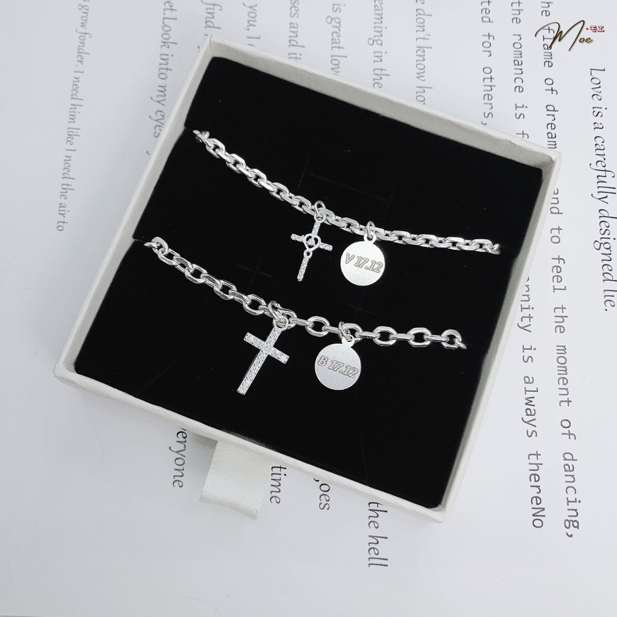 ĐT46 - Lắc tay đôi họng xích thánh giá kèm charm khắc theo yêu cầu_thumbnail_1