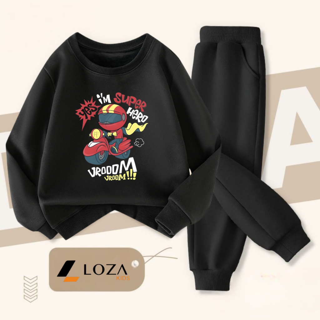 Set đồ nỉ bé trai in hình cậu bé lái xe - Loza Kids BI537_thumbnail_3