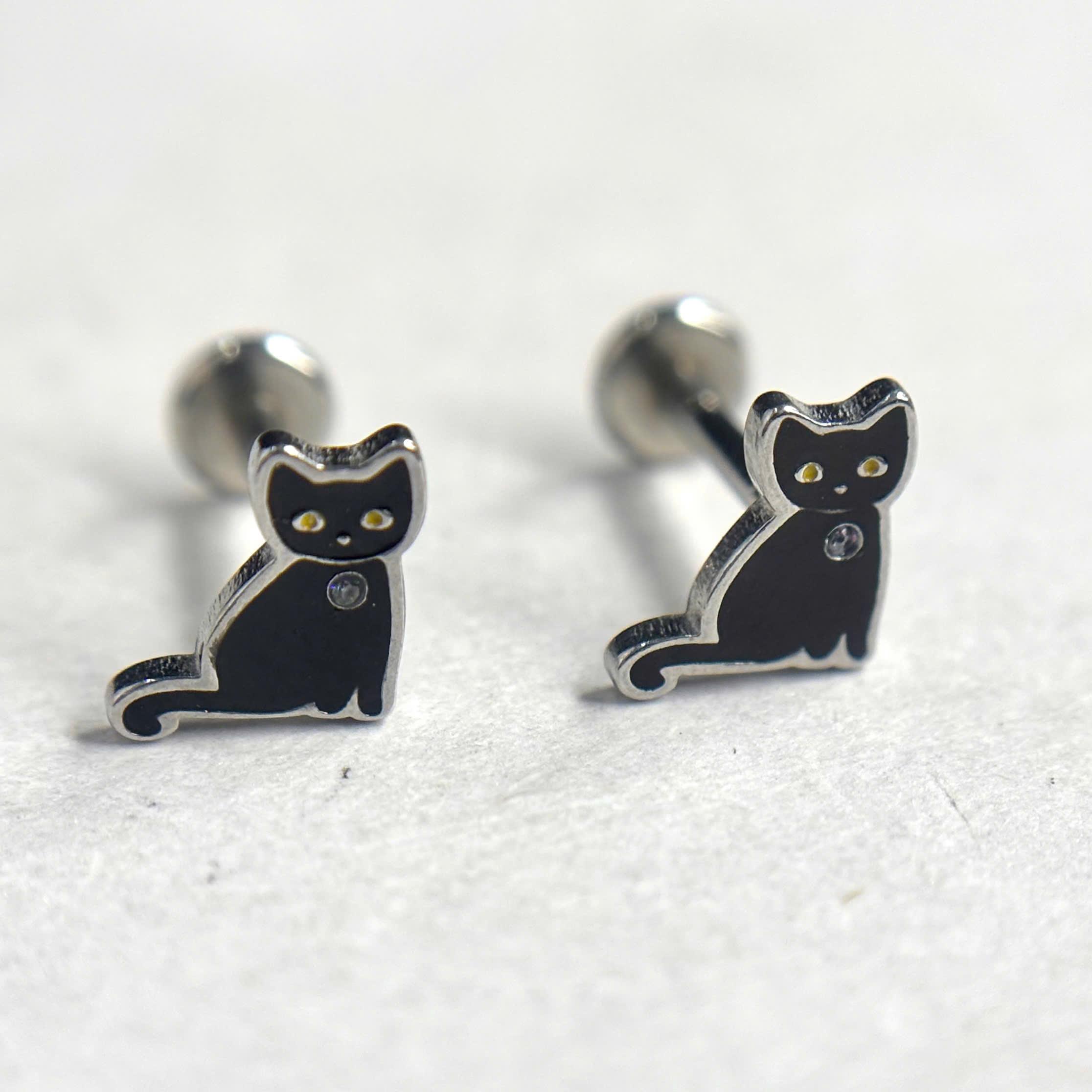 Khuyên kiểu mèo đen mắt vàng dẹt