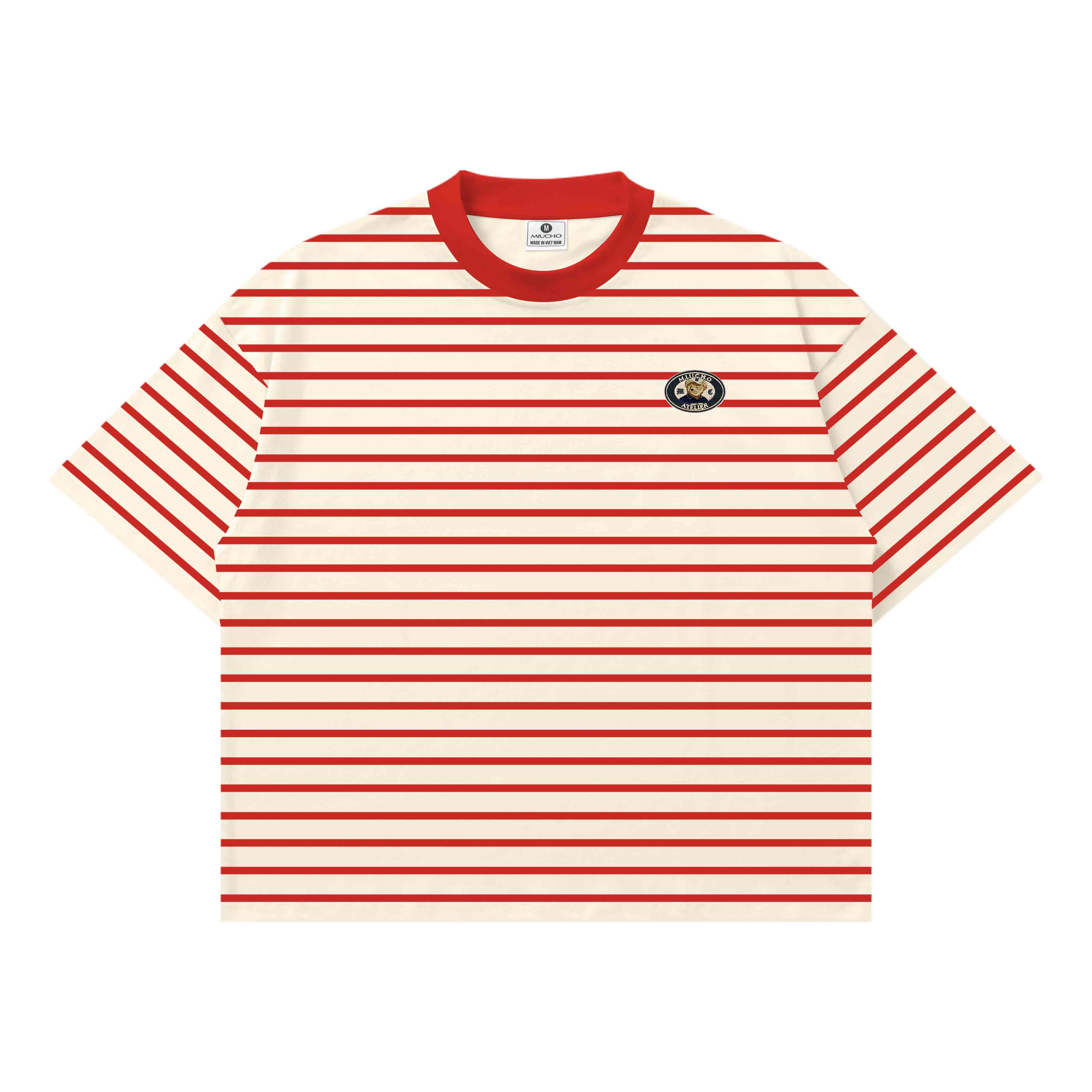 Áo thun form boxy Miucho thun borip dày dặn thoáng mát hình in basic kẻ sọc mix màu 2719_thumbnail_8