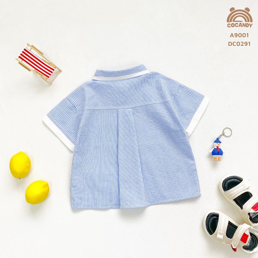 Áo cộc sơ mi kẻ XANH phối nẹp trắng túi ngực_thumbnail_3