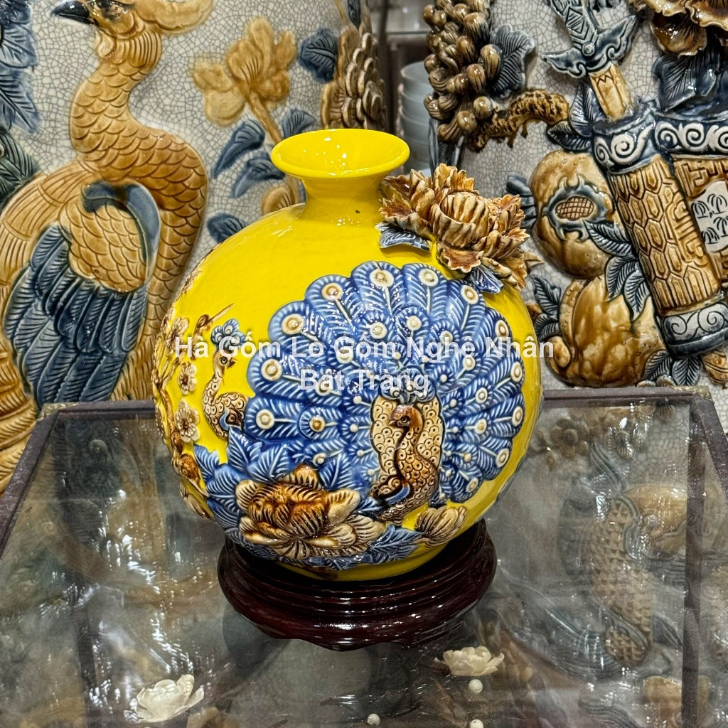 Bình Tài Lộc - Lọ Hoa Hút Lộc Gốm Bát Tràng Bền Đẹp Cao Cấp TẶNG ĐẾ GỖ Họa tiết Thuận Buồm Xuôi Gió_thumbnail_14