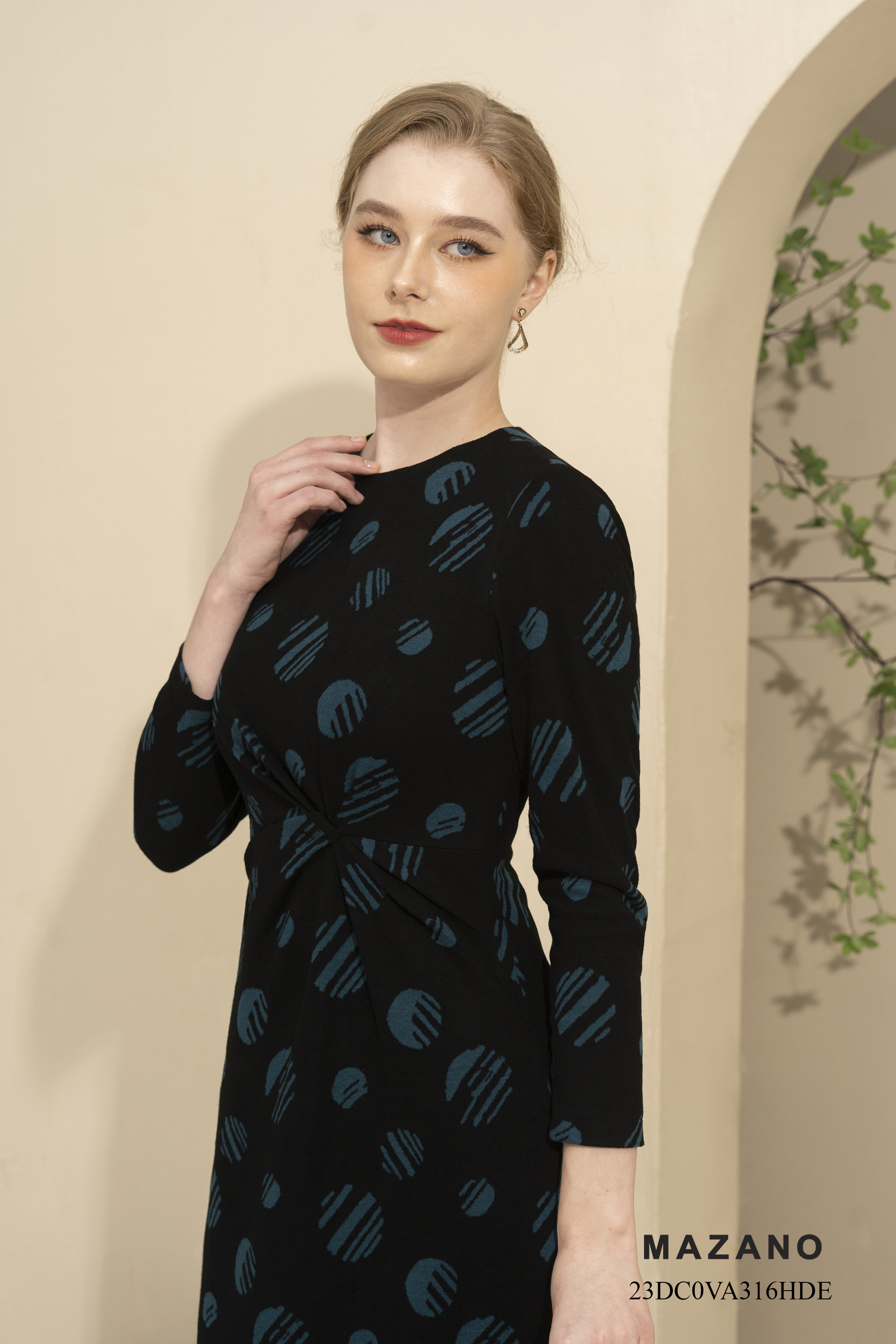 Đầm dạ len xoắn eo chân A_thumbnail_3