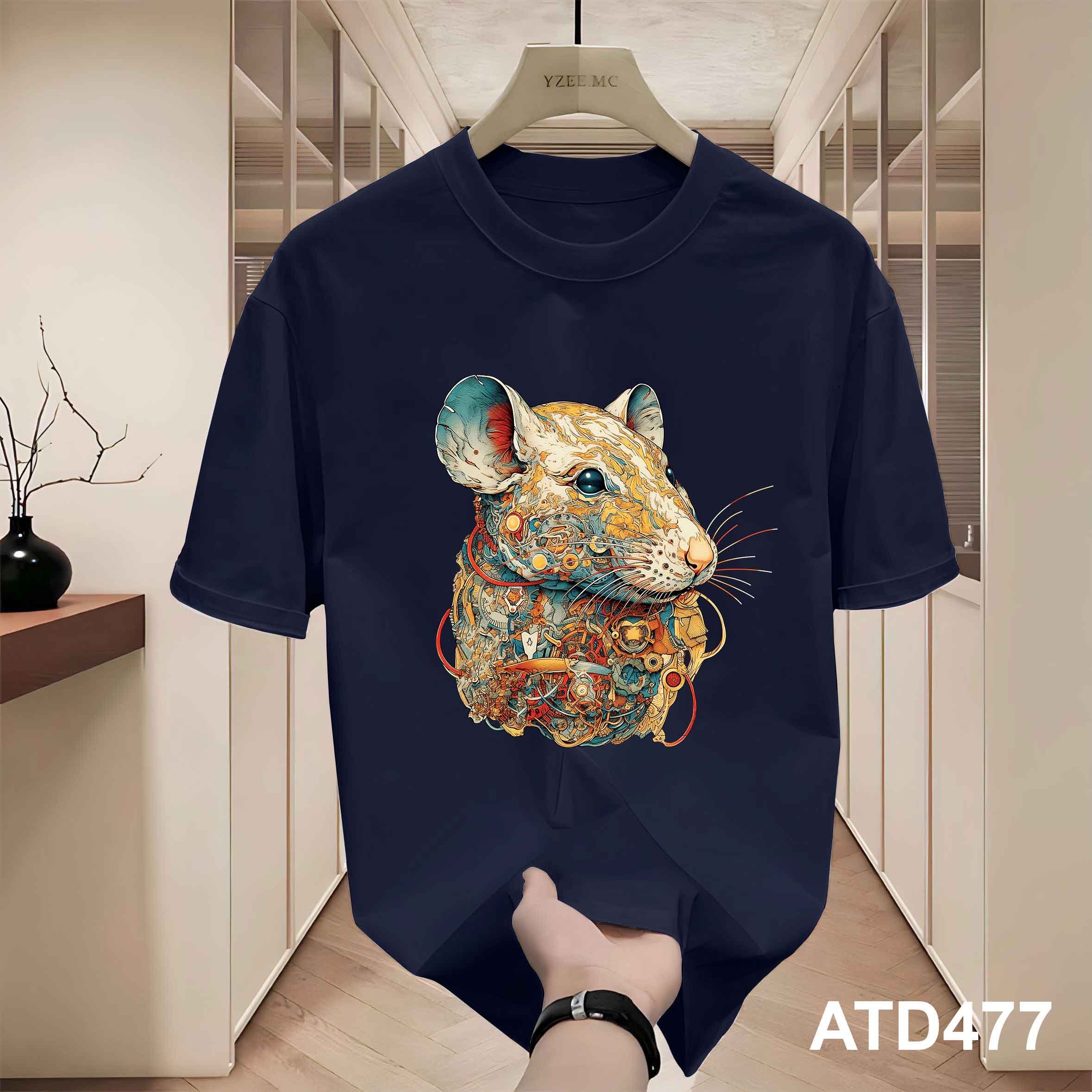 Áo thun nam form rộng 12 con giáp tuổi Tí ATD477 Miucho Iconic cotton cổ tròn in graphic_thumbnail_4