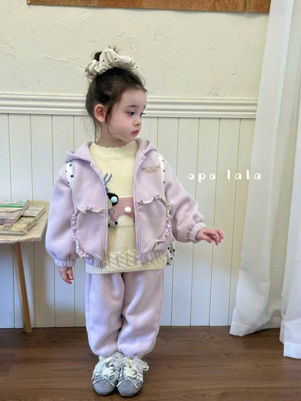 (S99) Set nỉ khoá kéo màu tím Opo