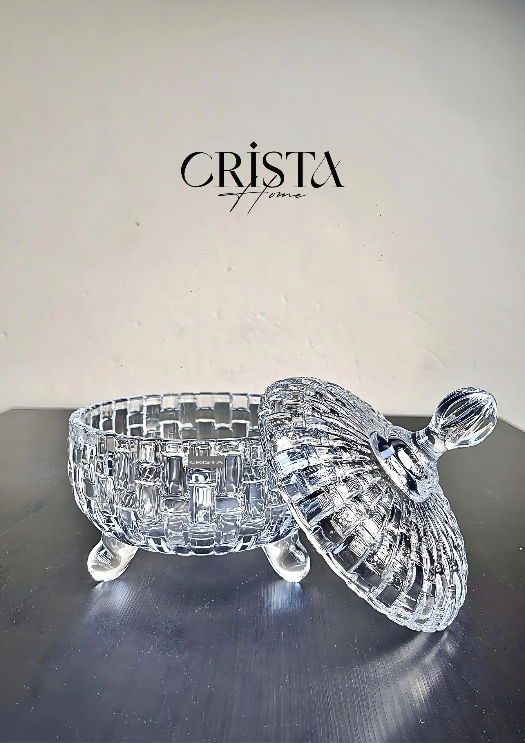 Bộ 2 hũ mứt 3 chân CRISTA HOME vân caro Size 18cm_thumbnail_1