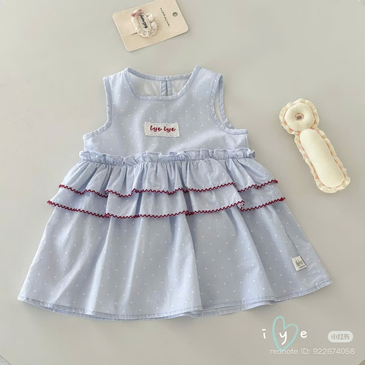 A92 - Váy voan tầng màu xanh hãng IYE (Sz80-100)