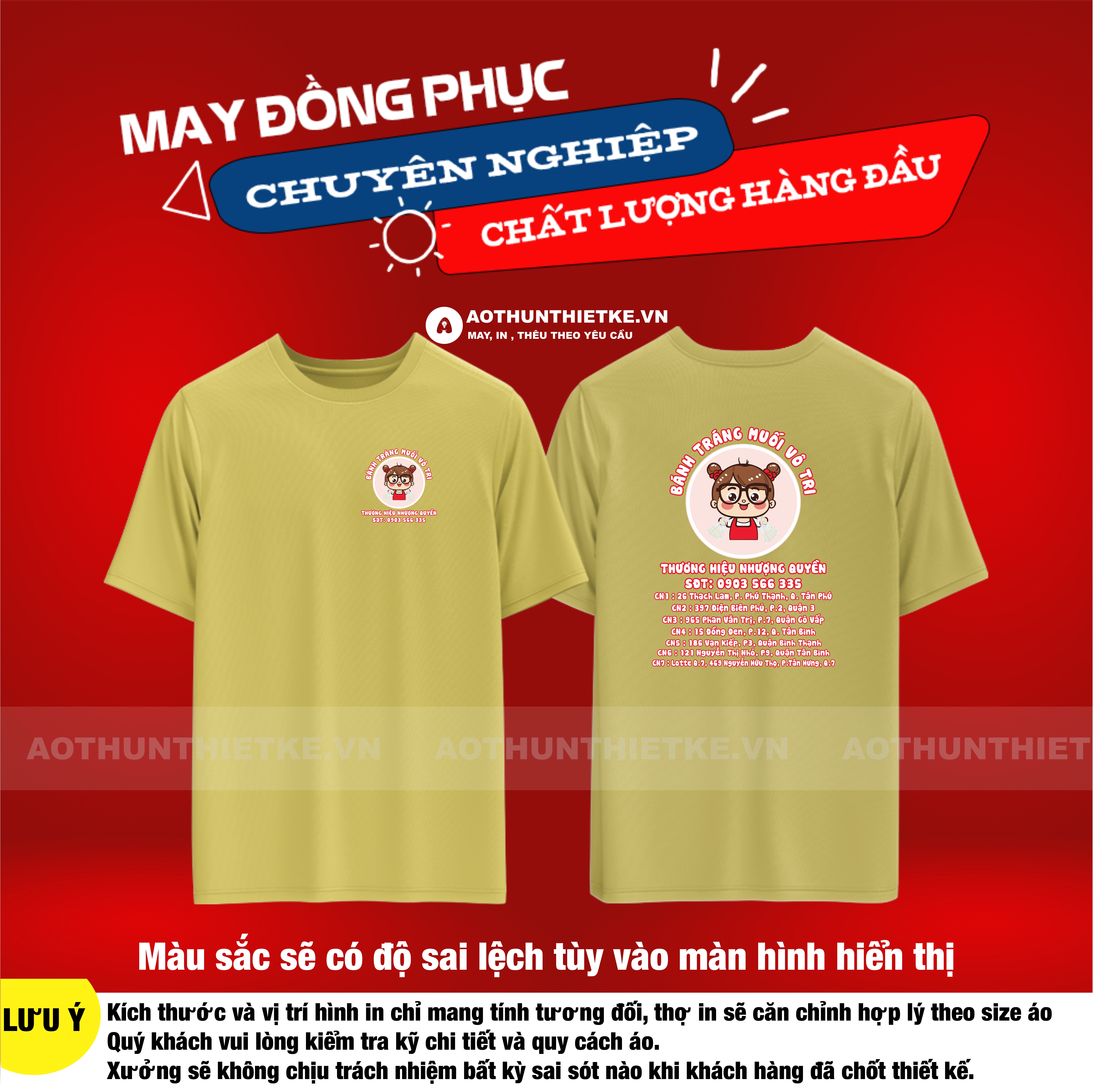 Áo Đồng Phục Cửa Hàng Cổ Tròn Vàng