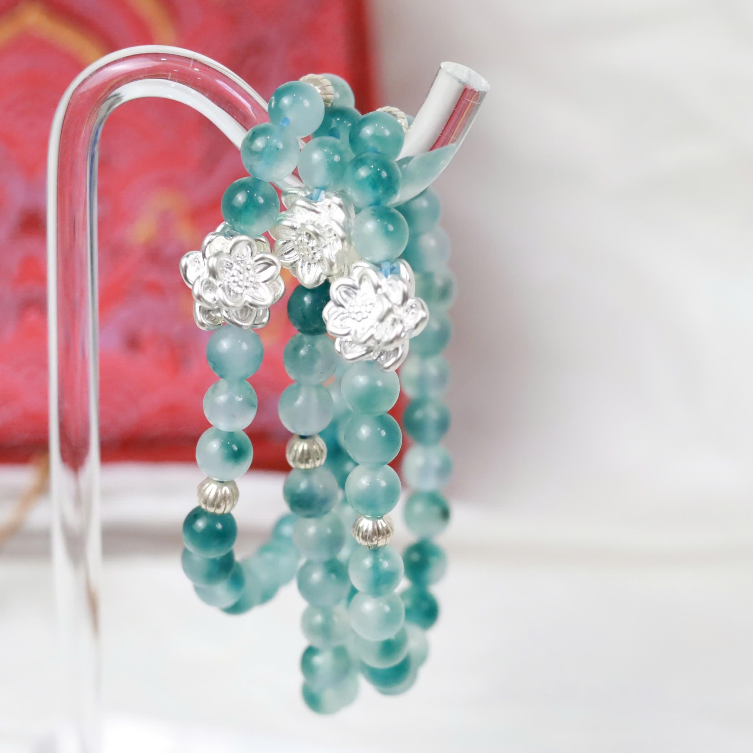 Vòng tay thạch anh yulong mix charm sen bạc_thumbnail_2