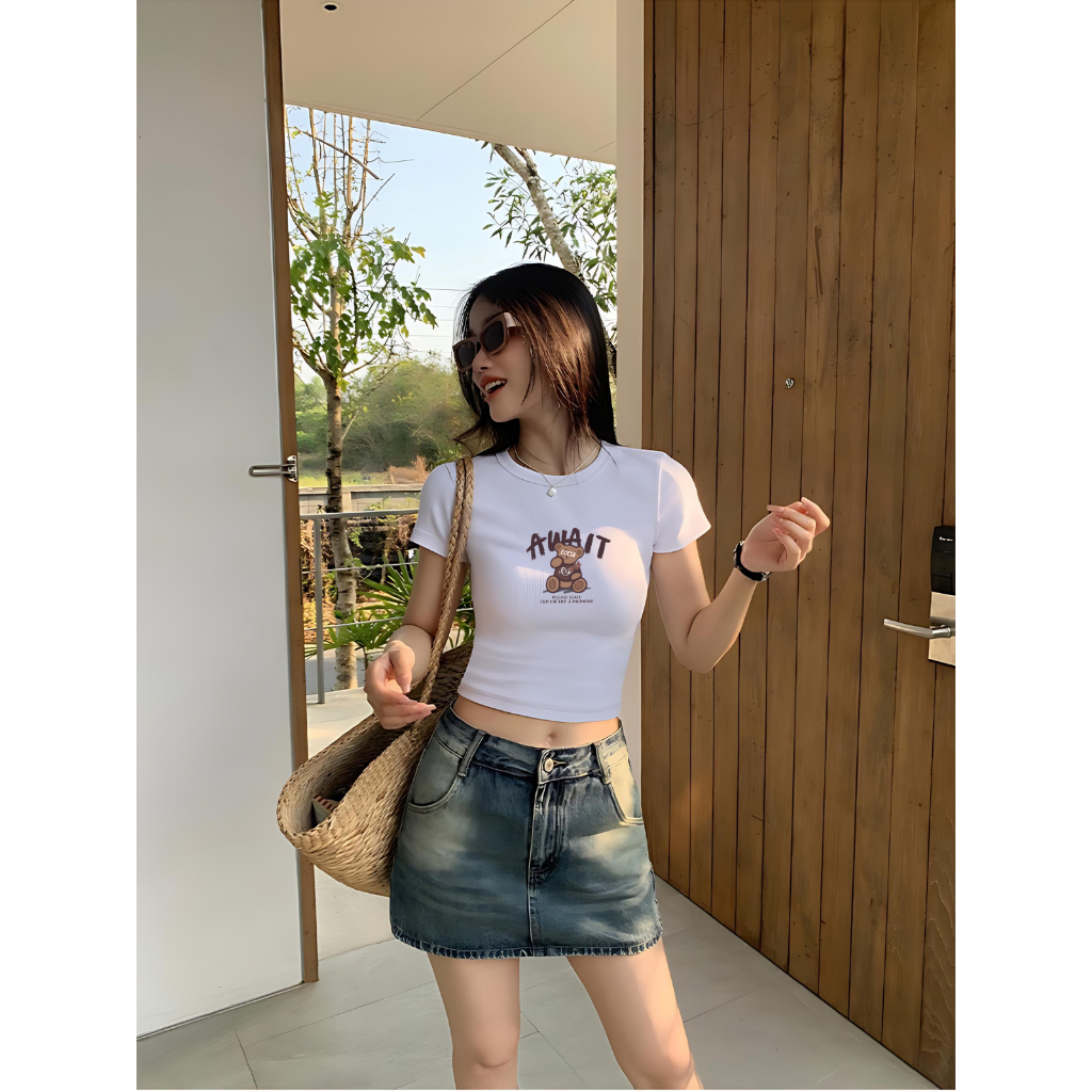 [Form Ôm] Áo croptop nữ ôm body in chữ AWAIT - Áo thun nữ dáng croptop Loza - CR7436_thumbnail_2
