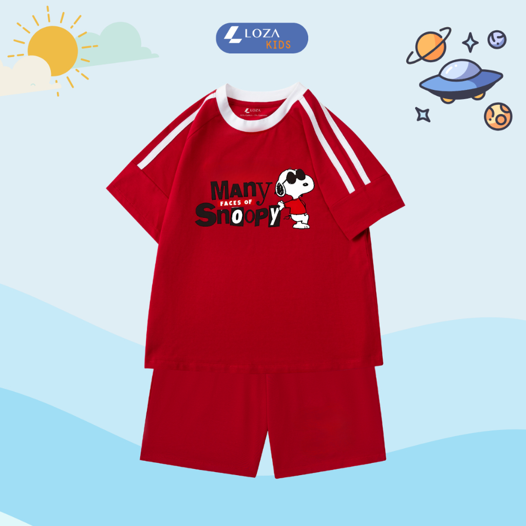 Đồ bộ trẻ em phối viền hình cún Snoopy - Loza Kids BF259_thumbnail_2