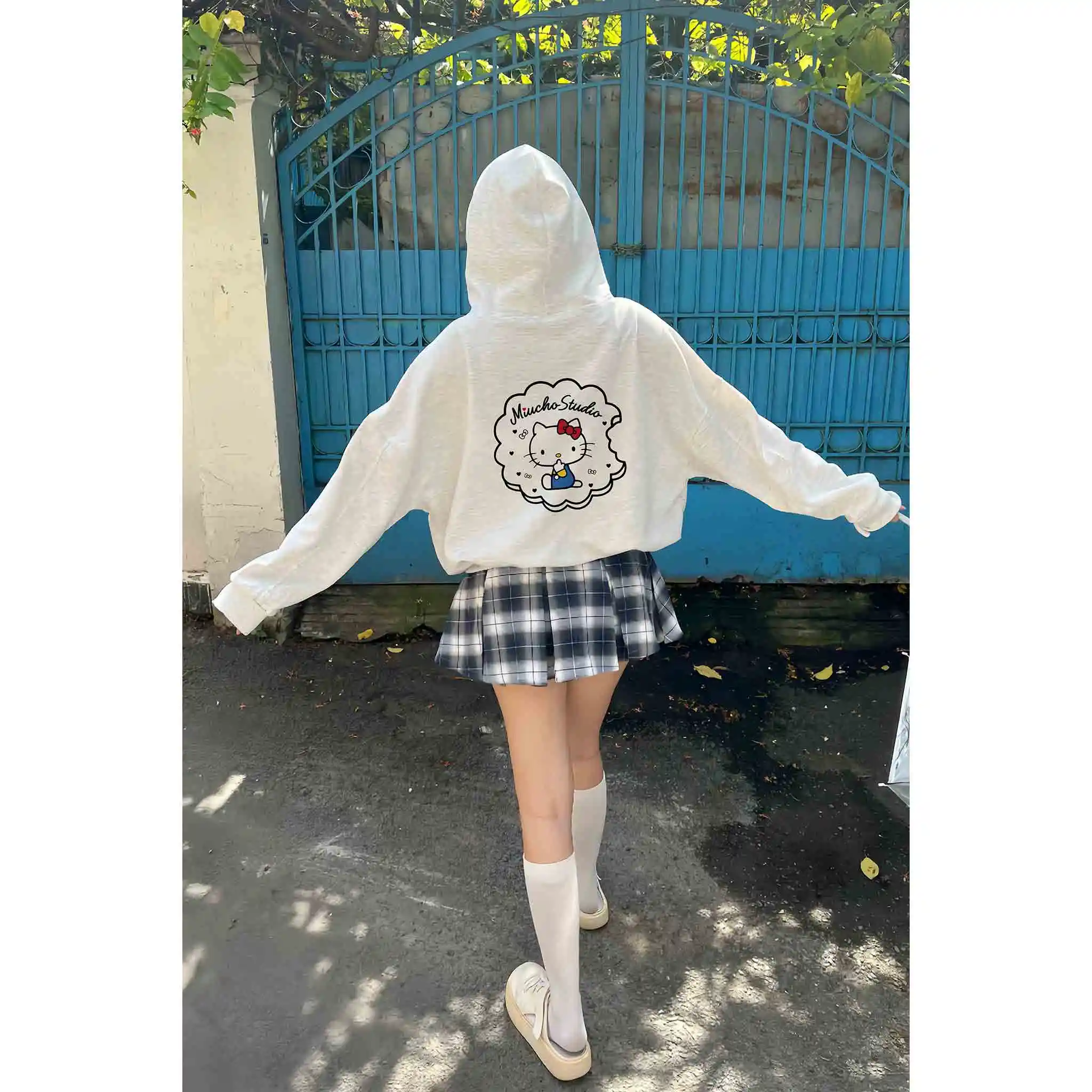 Áo hoodie zip form boxy Miucho nỉ 2 da cao cấp thoáng mát có nón Kitty in mix dễ thương 2844_thumbnail_6