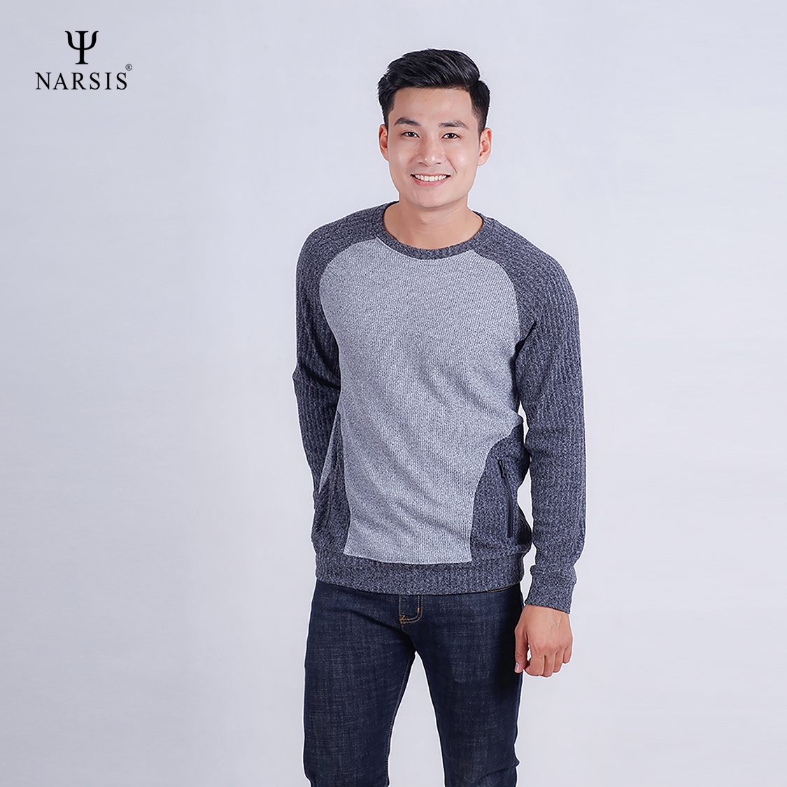 ÁO NAM THU ĐÔNG D7054 NARSIS VẢI LEN COTTON ẤM ÁP, THOÁNG MÁT, GIỮ ẤM TỐT, MỀM MẠI_thumbnail_2