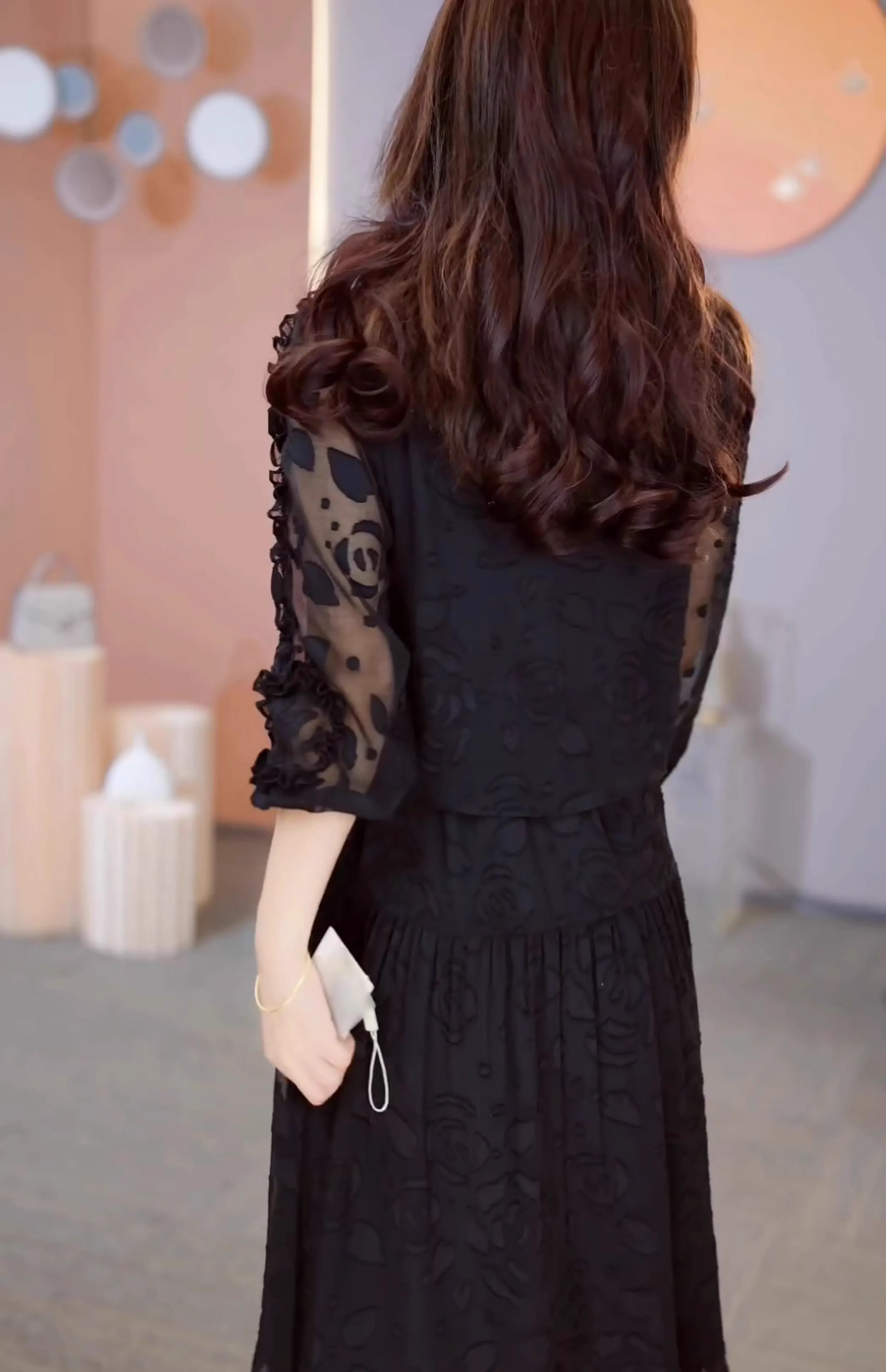 16549-Đàm voan đen tay lở giả rời  họa tiết  hoa 3D (voan, lót)_thumbnail_1