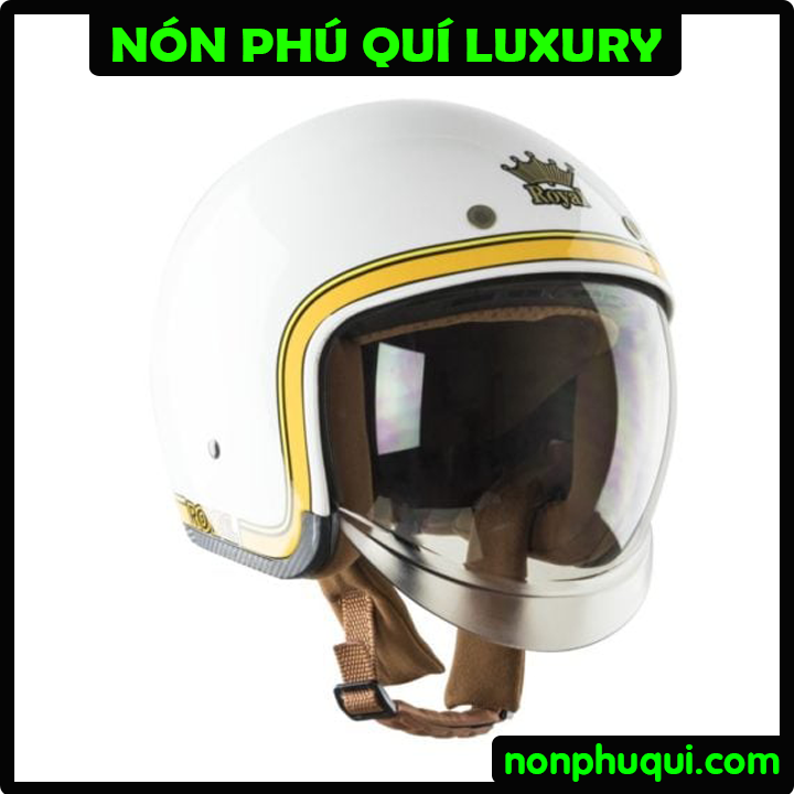 Nón Royal M139 Kính Âm Trắng Line Vàng